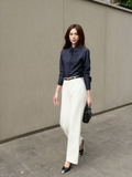 Áo sơ mi xếp ly ngực Lace