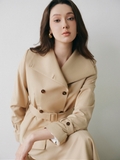 Áo Khoác Trench Coat Nữ Chelsea Dáng Lửng Kèm Đai Màu Be Công Sở WALENTY