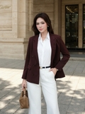 Áo Blazer Nữ Công Sở Màu Nâu 6 Khuy Dáng Suông WALENTY