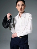Áo sơ mi xếp ly ngực Lace