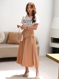 Allie pleated skirt in Nude