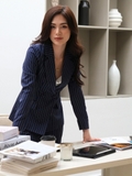 Blazer Sọc Xanh Navy