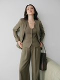 Áo Vest Nữ Savile Chiết Eo Xanh Olive Công Sở WALENTY