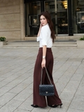 Quần Công Sở Nữ Vera Dáng Suông Vạt Xéo Màu Nâu WALENTY