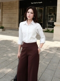 Áo sơ mi trắng trơn WALENTY giấu nút