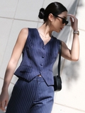 Áo gile classic sọc xanh WALENTY