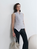 Áo Gile Vest Nữ Linor Chiết Eo Vạt Lệch Vải Bố Ánh Kim Tuyến Thiết Kế Cao Cấp Sang Chảnh WALENTY