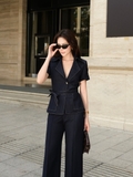 Áo Blazer Nữ Neira Denim Ngắn Tay Chiết Eo Kèm Dây Thắt Nơ WALENTY