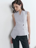 Áo Gile Vest Nữ Linor Chiết Eo Vạt Lệch Vải Bố Ánh Kim Tuyến Thiết Kế Cao Cấp Sang Chảnh WALENTY