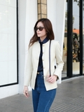 Áo blazer cổ tròn khuy cao Ivory WALENTY