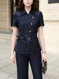 Áo Blazer Nữ Neira Denim Ngắn Tay Chiết Eo Kèm Dây Thắt Nơ WALENTY