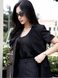 Áo Blazer ngắn tay không ve cổ Maline WALENTY
