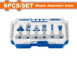 Bộ 6 mũi phay gỗ 6mm WadFow WRKSR0106