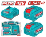 Bộ 2 pin Lithium 42V/ 2.5Ah và 1 sạc 42V Total TFBCPM25221