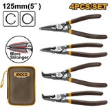 Bộ 4 Kìm Mở Phe Vòng 5 inch/125mm INGCO HCCPS26125