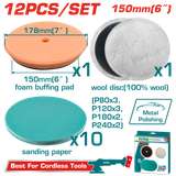 Bộ 12 đĩa mài bóng và đánh bóng 150mm Total TAC15012