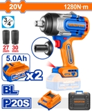 Máy Siết Bu Lông Dùng Pin Không Chổi Than 20V-1280Nm (Kèm 2 Pin 5.0Ah) WADFOW WCD1B128