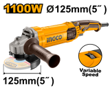 Máy Mài Góc  1100W-125mm (không Kèm Lưỡi) 5000-12000 Vòng/phút INGCO AG1100385