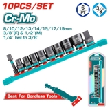 Bộ 10 đầu Tuýp 3/8 inchDR Total THTISD38104