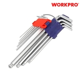 Bộ lục giác đầu bi, loại dài 9 cái  hệ mét (1.5,2,2.5,3,4,5,6,8,10mm) thép hợp kim CR-V Workpro - WP222007