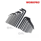 Bộ lục giác đầu bẳng, kiểu chữ L, loại dài 30 cái gồm (15 cái hệ inch, 15 cái hệ mét, thép hợp kim CR-V Workpro - WP222018