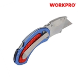 Dao gấp tiện ích mini có lưỡi cắt gấp gọn, mở nhanh, bằng nhôm Workpro- WP211005