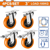 Bộ 4 Bánh Xe Đẩy Xoay 3 inch Và Bánh Xe Đẩy Xoay 3 inch Có Khóa WADFOW WJLS9304