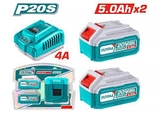 Bộ 2 pin 5.0Ah và 1 sạc siêu nhanh 20V Total TFBCPK2513