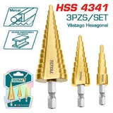 Bộ 3 mũi khoan bậc thang Total TAC80402