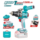 Máy khoan búa dùng pin 20V 136Nm TOTAL TIDLI201368 (kèm 2 pin 5Ah + sạc)