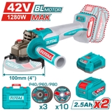 Máy mài góc không chổi than dùng pin 42V Total TAGLI4128102