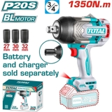 Máy Siết Buloong Không Chổi Than Dùng Pin 20V (không Kèm Pin & Sạc) Total TIWLI201351
