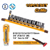 Bộ 10 Món Đầu Tuýp Đóng 3/8 inch Và Đầu Chuyển Đổi INGCO HKISSD38104