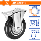 Bánh Xe Đẩy Cao Su Cố Định 5 inch WADFOW WJL3351