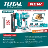 Máy bắn đinh thẳng dùng pin 20V TOTAL TCBNLI20686