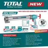 Máy bắn keo 600ml dùng pin 20V TOTAL TCGLI20031