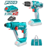 Bộ combo máy khoan động lực và máy khoan dùng pin 20V Total TCKLI2008