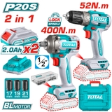 Bộ Combo Máy Khoan & Máy Siết Buloong Không Chổi Than Dùng Pin 20V Total TCKLI20271
