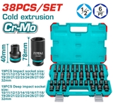 Bộ 38 Đầu Tuýp Lục Giác 1/2 Inch Total THKISD12388L Dùng Cho Máy Siết Bu Lông