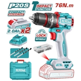 Máy Khoan Búa Không Chổi Than Dùng Pin 20V Total TIDLI20768