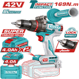 Máy Khoan Búa TOTAL TIDLI4216982 169N.m Không Chổi Than Dùng Pin 42v