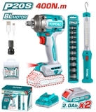 Bộ Combo Máy Siết Buloong Không Chổi Than TIWLI2040 & Đèn Làm Việc TWLI35261 Dùng Pin 20V Total TOSLI23048