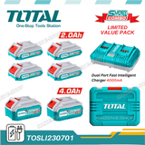 Bộ 7 pin Lithium-Ion 20V Total TOSLI230701