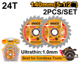 Bộ 2 Lưỡi Cưa TCT Siêu Mỏng 140mmx24T (5-1/2 inch) INGCO TSB1403