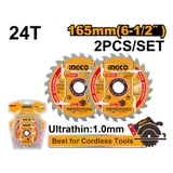 Bộ 2 Lưỡi Cưa TCT Siêu Mỏng 165mmx24T (6-1/2 inch) INGCO TSB1653