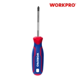 Tua vít đầu hoa thị, tay cầm bọc nhựa cao su 3 màu, chống trơn trượt kích thước PH2x150mm, thép hợp kim CR-V Workpro - WP221030