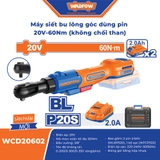 Máy Siết Bu Lông Góc Dùng Pin 20V 60Nm Không Chổi Than WADFOW WCD20602
