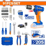 Bộ 91 món dụng cụ gồm Máy khoan búa dùng pin Lithium-ion 20V WadFow WDT1B90