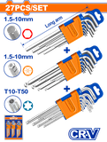 Combo 3 Bộ Lục Giác Wadfow WHK5203 (Đầu Bằng - Bi - Sao)