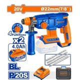 Máy Khoan Đục Bê Tông Dùng Pin 20V-22mm (không Chổi Than) (Kèm  2 Pin 4.0Ah) WADFOW WLM15225
